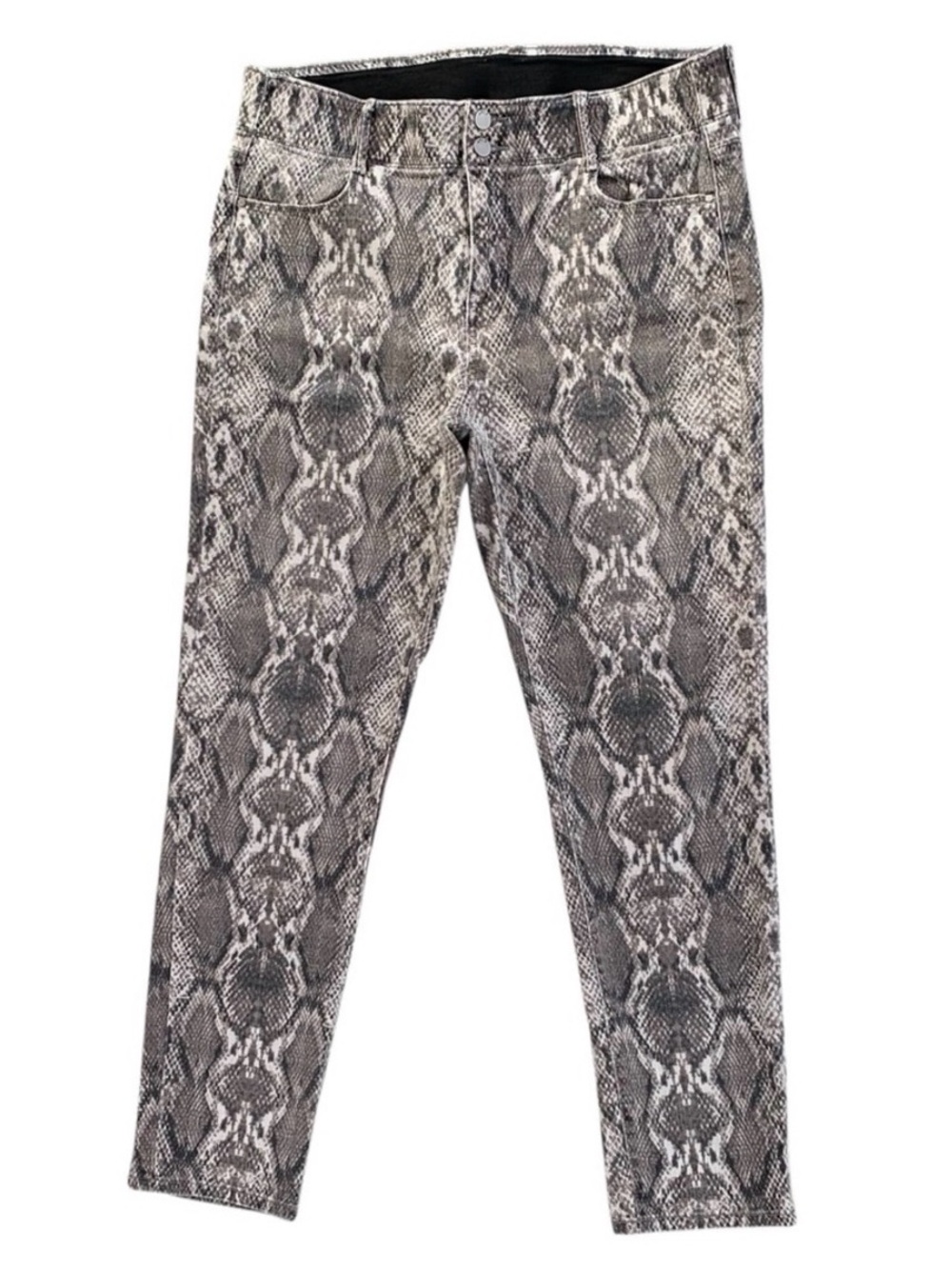 Apt. 9 Black and Gray Snake Print High Rise Straight Leg Stretch Jeans - 16